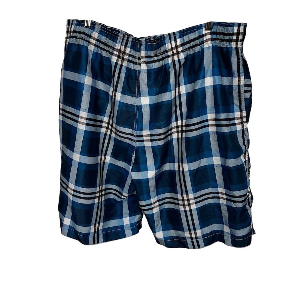 Original Deluxe Men's Plaid Swim Trunks Navy Blue Size XL‎
